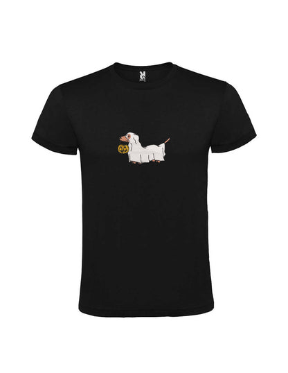 Tricou brodat "Ghost Dog", Halloween, Efect Fosforescent