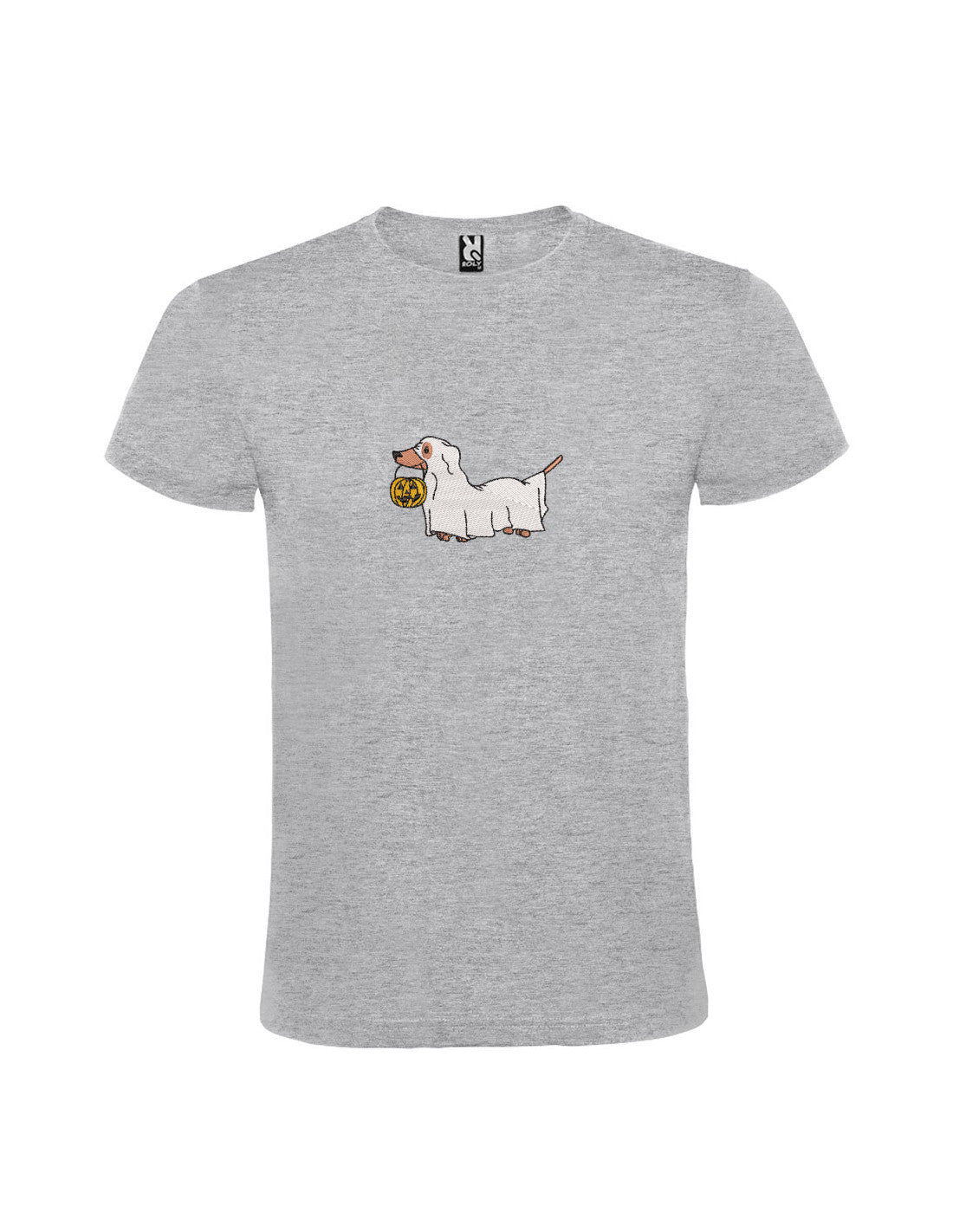 Tricou brodat "Ghost Dog", Halloween, Efect Fosforescent