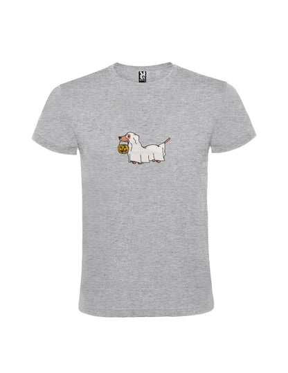 Tricou brodat "Ghost Dog", Halloween, Efect Fosforescent