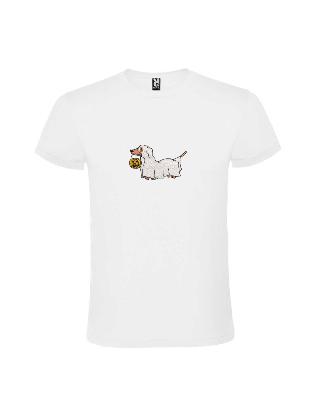 Tricou brodat "Ghost Dog", Halloween, Efect Fosforescent