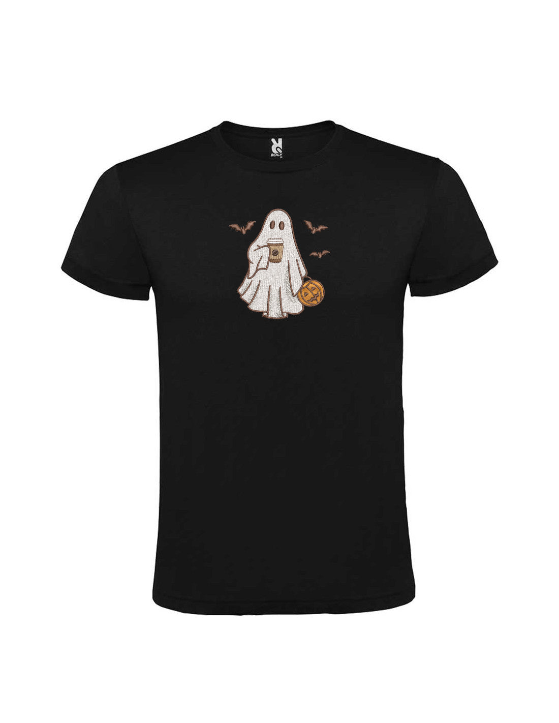 Tricou brodat "Fantoma cu Cafea", Halloween, Efect Fosforescent