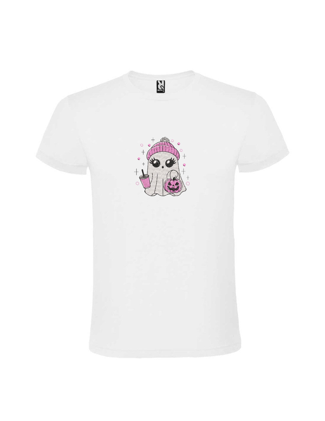 Tricou brodat "Ghost Girl Halloween", Halloween, Efect Fosforescent