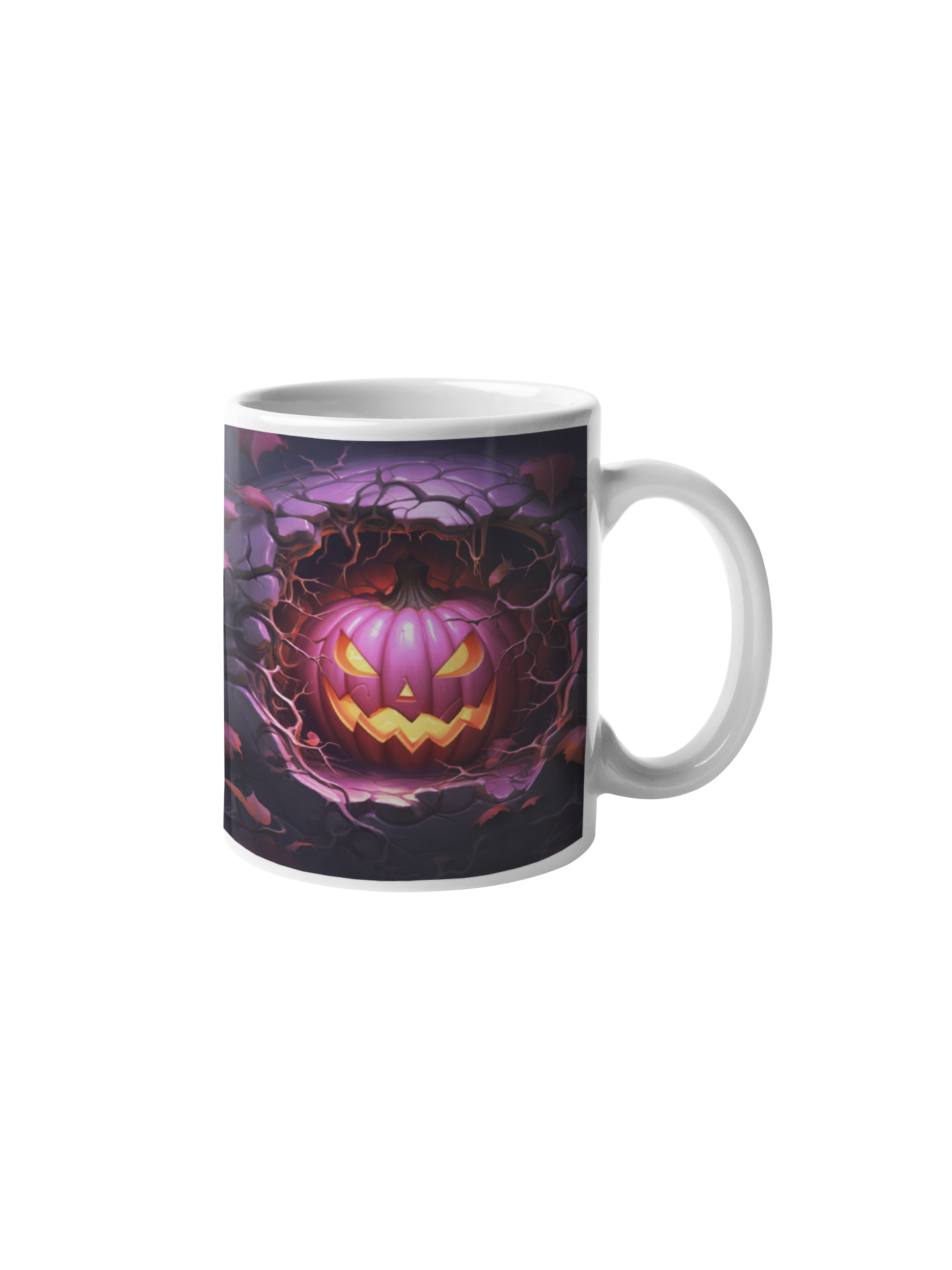 Cană "Pumpkin Breakout" – 350ml Ceramică Albă, Design Halloween